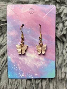 Handmade earrings marble butterfly